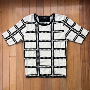 Stella & Jamie Monochrome Patterned Knit Top